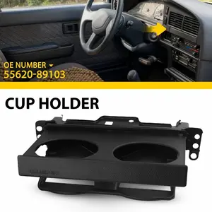 1pc Durable Plastic & Iron Car Instrument Panel Cup Holder Insert for Toyota 4Runner/Hilux 1989-1995 - Spill-Proof Design, Manual Transmission , OE Number 55620-89103 (Black)