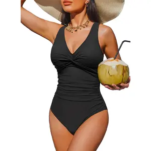 Women Tummy Control One Piece Swimsuit - Push Up Bathing Suit Full Coverage Slimming Swimwear trendy bikini floral brazilian new set halter triangle wrap swim bottom leopard print Comfortable high waist