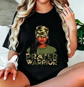 "Prayer Warrior" Premium DTG Graphic Tee - 230g Heavyweight Breathable T-Shirt, High-Definition Camo Print Top, Vibrant Long-Lasting Christian Warrior Outfit, Luxury Soft-Touch Streetwear