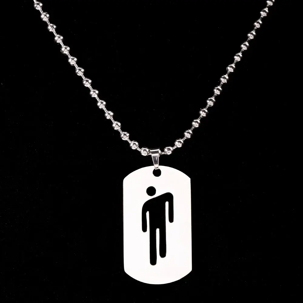 Skew Head Tag Stainless Steel Pendant Necklaces Fashion Hip Hop for Men Women Hang Tag Metal Crafts Jewelry Gift
