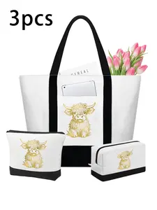 Patterned Canvas Handbag, Shoulder Bag, Makeup Bag, Personalized Gift Bag, Travel Storage Bag, Perfect for Outdoors, Weddings, Birthdays, Beaches