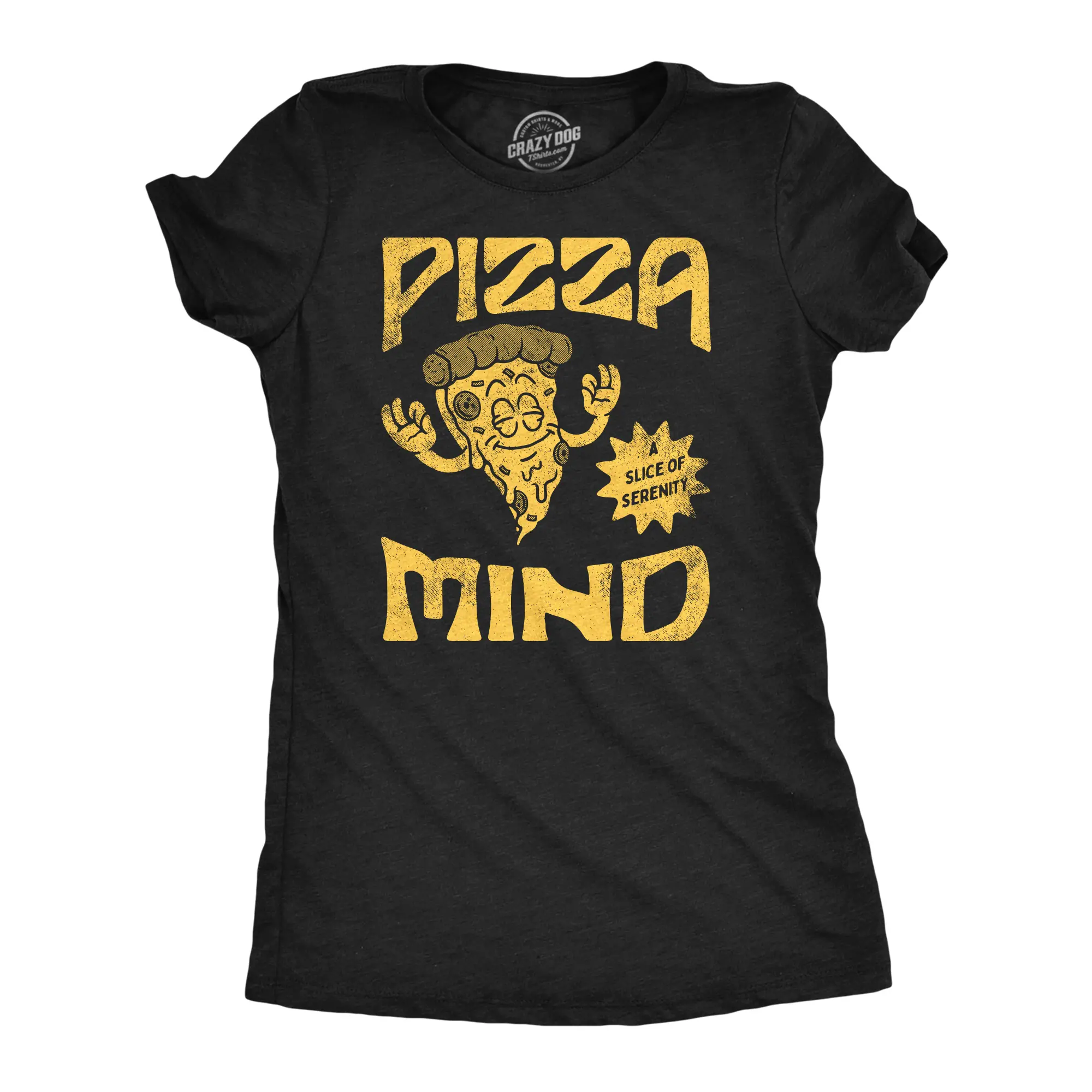 Womens Funny T Shirts Pizza Mind Sarcastic Food Graphic Tee for Ladies Funny Womens T Shirts Cute Vintage Fashion Casual Ladies T-Shirt Gift Sarcastic Tops for Women Funny Food Top Women's Novelty Tees Black -
