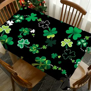 1 pc St Patrick's Day Clover Print Tablecloth, Perfect for Picnics, Camping, Weddings, Birthdays, Restaurants, Home Decor, Washable