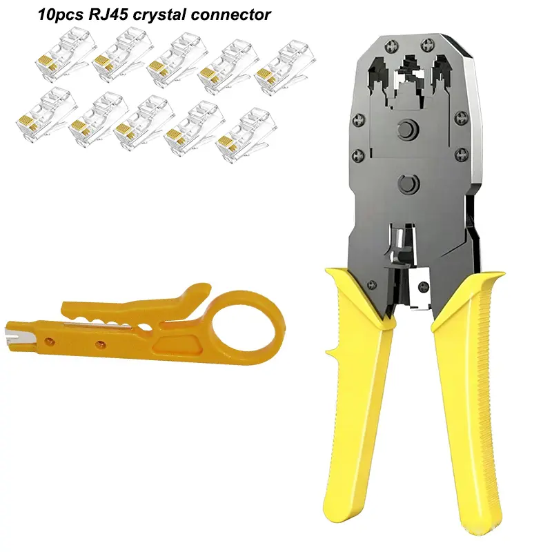 3-in-1 Multi-Function Modular Crimping Tool Kit, RJ45 Ethernet Cable Crimper for 8P RJ45 CAT5 CAT6/6P, RJ11/4P RJ9 Telephone Cables, 3-In-1 Crimp, Modular Tool