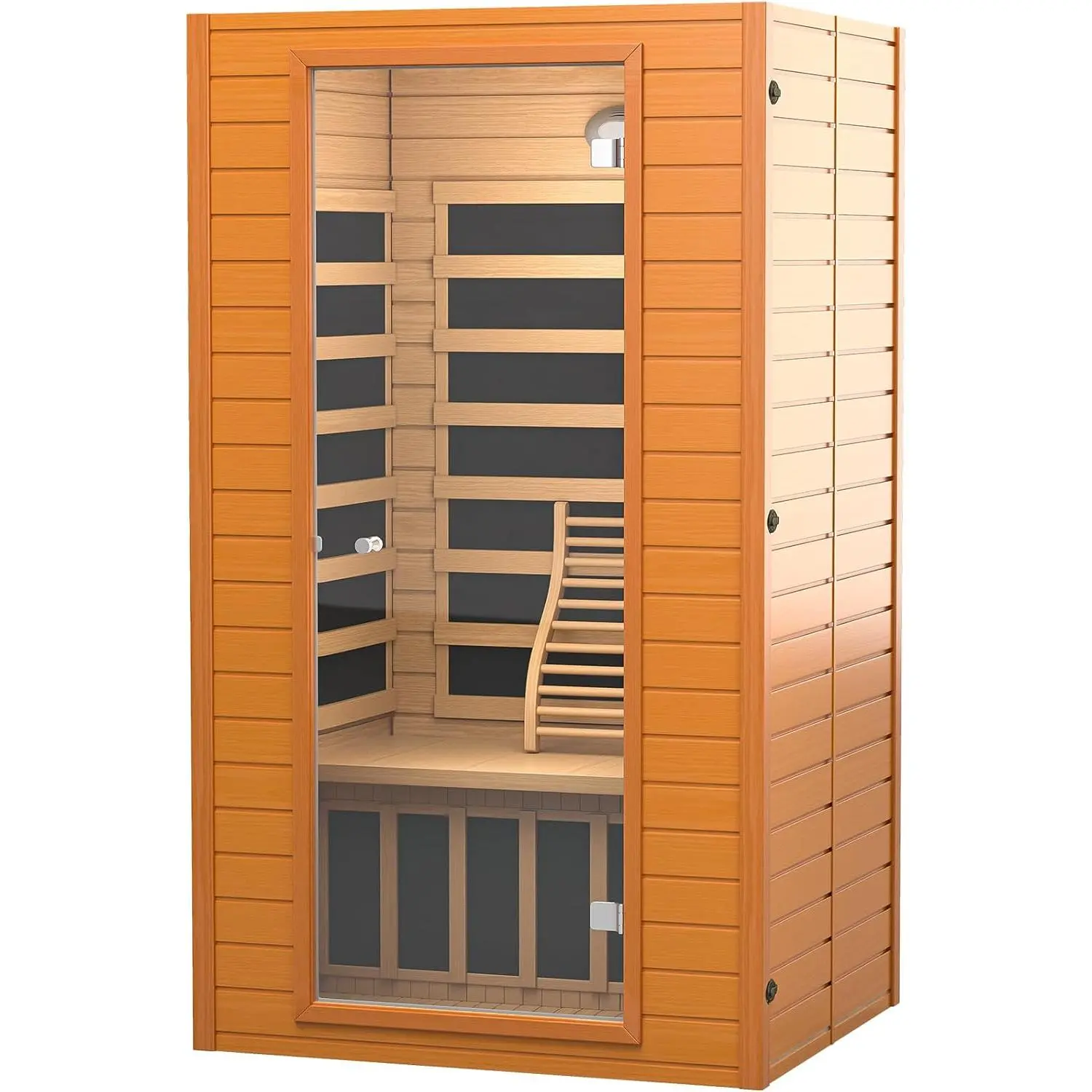 Infrared Sauna Room for Home, Near Zero EMF Wooden 2 Person Indoor Infrared Sauna at Home with Bluetooth, LCD Control Panel, Chromo Therapy Light