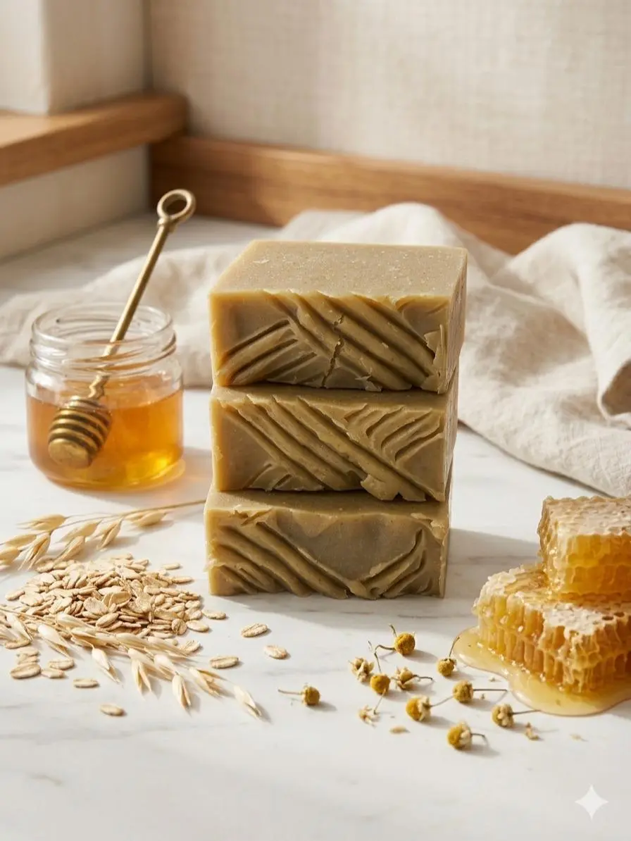 Organic Colloidal Oatmeal & Honey with Irish Sea Moss Face and Body Soap 113g - Nourishing Exfoliating & Moisturizing Bar for Healthy Skin Gentle Coconut Eczema Soothing