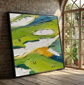 Abstract Golf Course Canvas Art Print, Modern Sports Landscape Home Decor