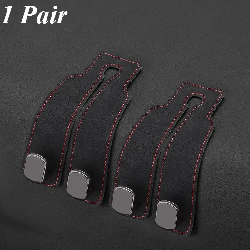 1 Pair Suede Car Seat Back Hooks, Hidden Design with Secure Hold, Creative Plastic Double Hooks for Rear Seat Stowing & Tidying - Car Interior Accessories, Hidden Hooks