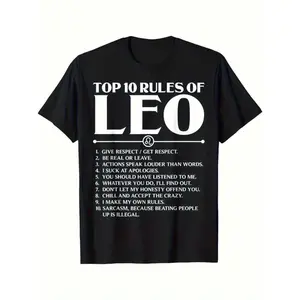 Leo Zodiac Sign T-Shirt - Top 10 Rules of Leo Horoscope Statement Tee, Soft Breathable Crew Neck Short Sleeve Shirt with Leo Men & Women Rules - Funny Birthday Gift for Leo Season & Leo Personali