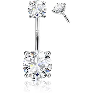 MILACOLATO 14G Gold Belly Button Bars 925 Sterling Silver Belly Bars Surgical Stainless Steel Hypoallergenic 14K Plated Gold Titanium Navel Piercing Jewellery 6/8/10/12mm