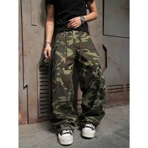 Men's Casual Camo Print Cargo Denim Jeans Cargo Wide Leg Pants Men Baggy Camo Wide Leg Pants Baggy Going Out Street Vacation