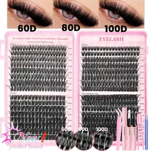New product launch!640PCS DIY Lash Clusters Kit, Individual Lash Clusters High Capacity/DIY Lash Clusters Extra Thick&D Curl Eyelash&Natural Look&Wispy&Long-Lasting/Reusable Segmented False Eyelash Set Eyelash Extension Kit/with Bond&Sealand Tools