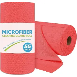 Microfiber Cleaning Cloth Roll, Red Shop Towels 55 Sheets Washable, Microfiber Towels for , Shop Rags  Paper Towel for Automotive, Workshop, House, Kitchen, Cleaning Supplies11x9"
