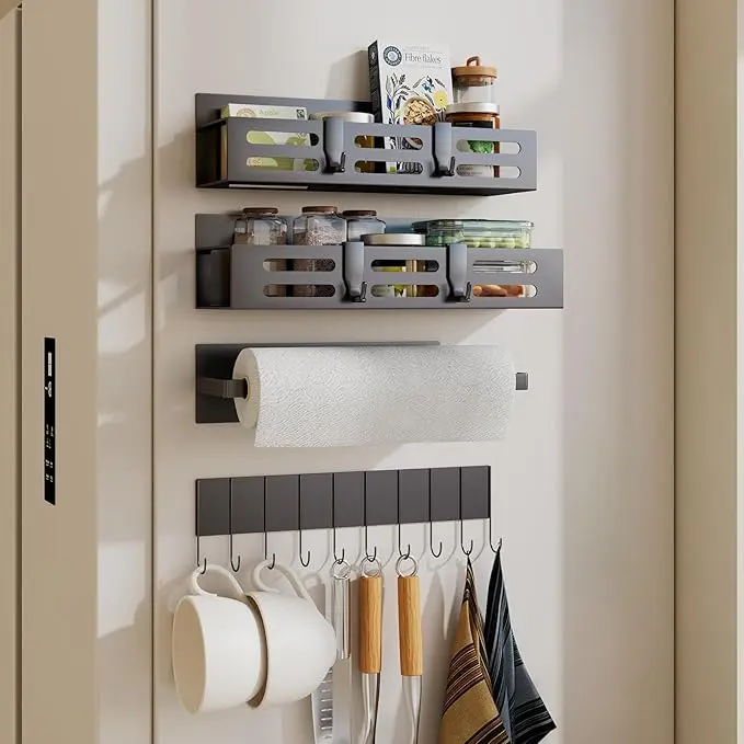 for Refrigerator  Set, Shelf and Fridge Kitchen Cabinet Organizers - Storage Seasoning Organization Mini Shelves Magnetic Rack