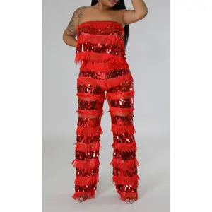 Fringe Sequins Top & Pants Set