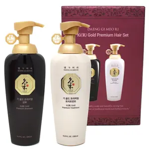 Daeng Gi Meo Ri Ki Gold Premium Shampoo + Treatment Set, Effectively Moisture to Dry and Rough Hair, No Artificial Color Conditioner Gel