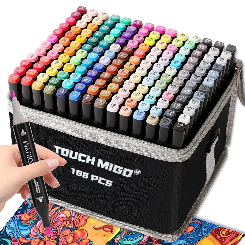 Alcohol Markers Set, 12/24/36/48/60 Colors Dual Tip Art Markers for Coloring, Drawing, Illustrations, Alcohol Based with Carrying Case for Adult Students, Art Supplies, Art School Supplies, Art Materials