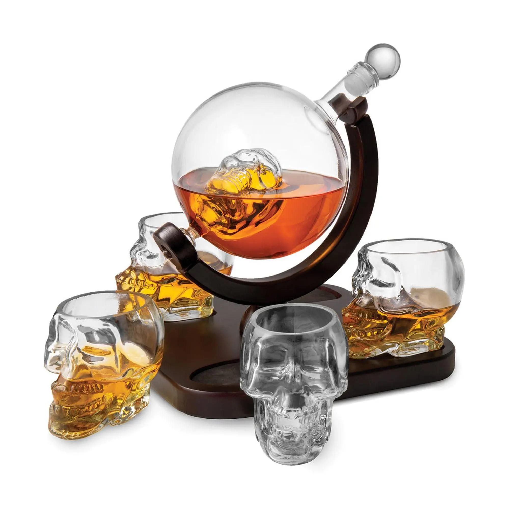 Godinger Skull 5 Piece Whiskey Decanter Set
