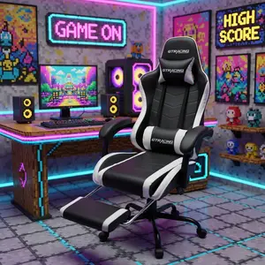 GTRACING GTWD-200 Gaming Chair | Adjustable Pillows | Footrest | White