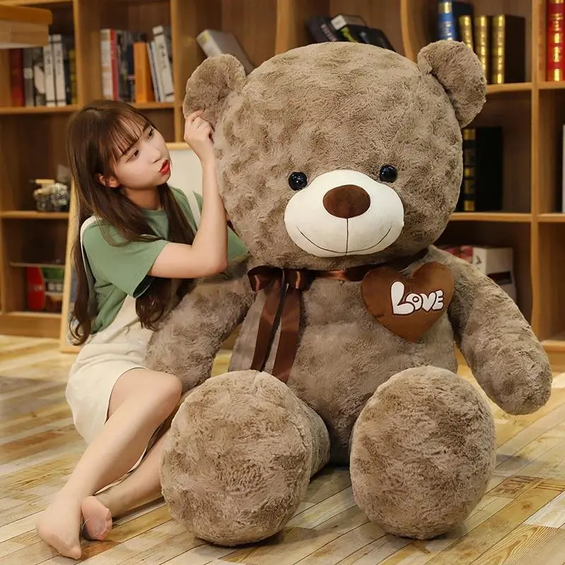 Unisex XL High-Quality Teddy Bear Stuffed Plush Toy Pillow, 2-Color Options, Love-Themed Gift for Kids, Baby Shower, Birthday Gifting, Fabric