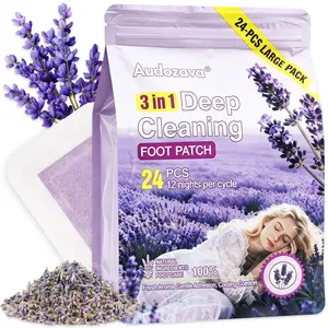 Ginger & Lavender Foot Pads, 24 Count - Natural Deep Cleansing Foot Patches for Stress Relief, Better Sleep Detox Foot Pads for Men & Women (12 Pairs)