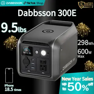 Dabbsson 298Wh Portable Power Station 300L 300W Max Output with Semi-solid LiFePO4 Battery Light Compact for Outdoor Camping RV Roadtrip Emergency Home Backup Power Offgrid Living Solar Generator