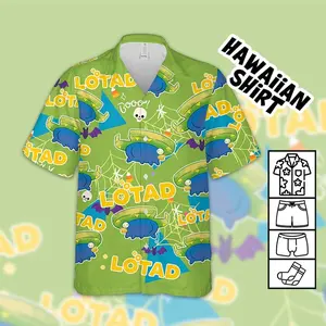 PKM lotad Fun Ghost PKM Pattern Shirt, Anime Hawaian Shirt for Men – Funny, Breathable & Comfy Tropical Outfit, Perfect Gift for Him on Birthday, Mother’s Day, Father’s Day, Christmas & Summer Vacation