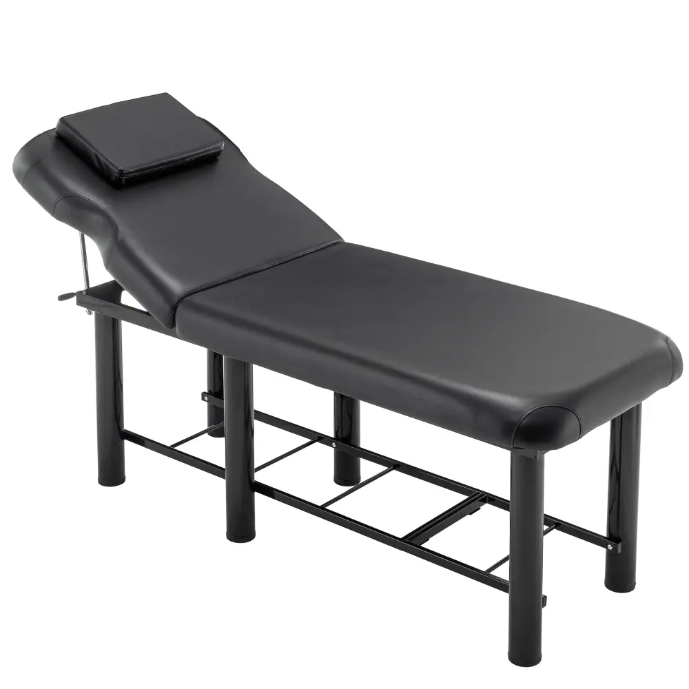 Professional Salon Massage Table - Sturdy Metal Sit-Down Salon Furniture, Adjustable Backrest, Removable Headrest, Bottom Shelf Storage, Memory Foam Layer, Waterproof Sponge, White, for Waxing