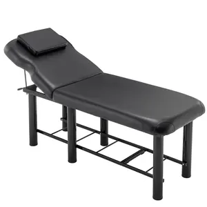 Professioanl Massage Table , Backrest Adjustable, Removable Headrest, Bottom Shelf Storage , Memory Foam Layer Salon Bed,White