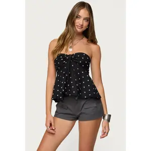 Izzey Polka Dot Strapless Babydoll Top