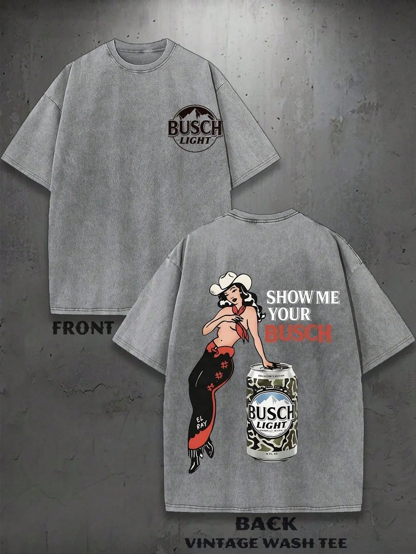 Men’s Vintage Washed Graphic T-Shirt Beer Girl Print Retro Streetwear 230G Heavy Cotton Tee, Oversized Summer Party Casual Top, Y2K TikTok Viral Fashion