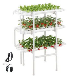 VEVOR Hydroponics Growing System Kit, 3-Tier 108 Sites UPVC Pipe Hydroponic Grow Kit with Timed Irrigation, Sun Light Blocking Pipes, Indoor Home Garden Vegetable Planting Grow Kits for Fruit Herb