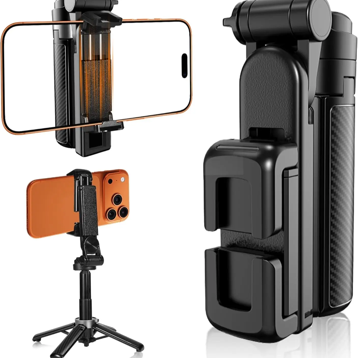 Pocket Phone Tripod, Portable 4-In-1 Travel Selfie Stick Tripod with Remote and Extendable Pole, 360° Rotation, Bluetooth-compatible Control, iPhone & Android Compatible, Smartphone Selfie Stick