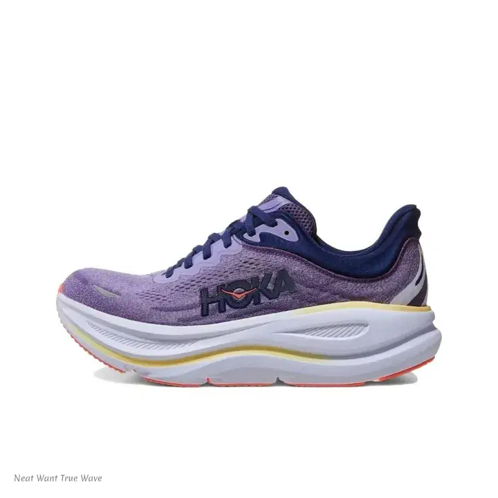 Low-Profile Running Shoes with Purple Mesh Upper and Multi-Layer White Midsole