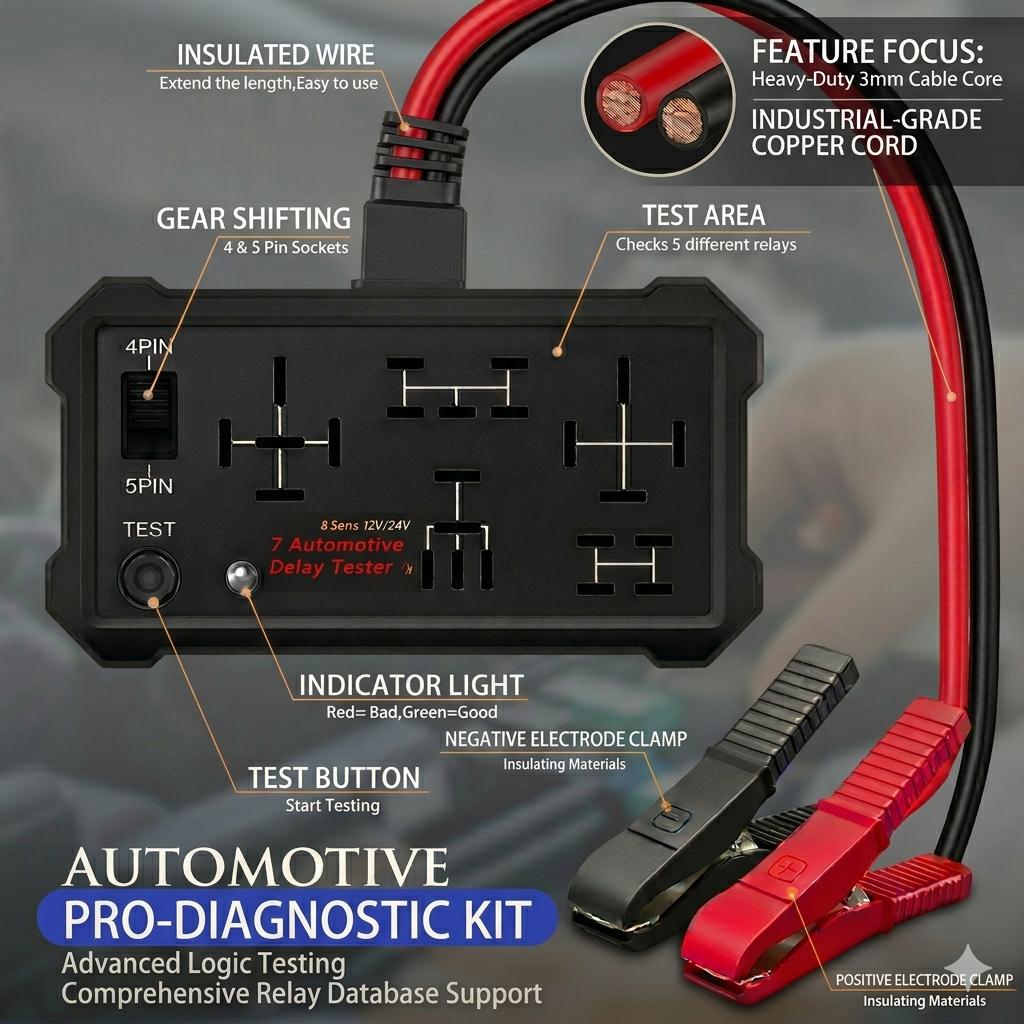 Universal 12V/24V Motorcycle Relay Tester - Professional Bike Circuit & Starter Diagnostic Tool Universal 12V/24V Motorcycle Relay Tester - Professional Bike Circuit & Starter Diagnostic Tool