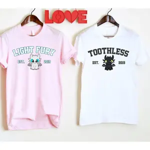 Toothless and Light Fury T-Shirt, Dragon's Couple T-Shirt, Valentine Couple T-Shirt Clothing