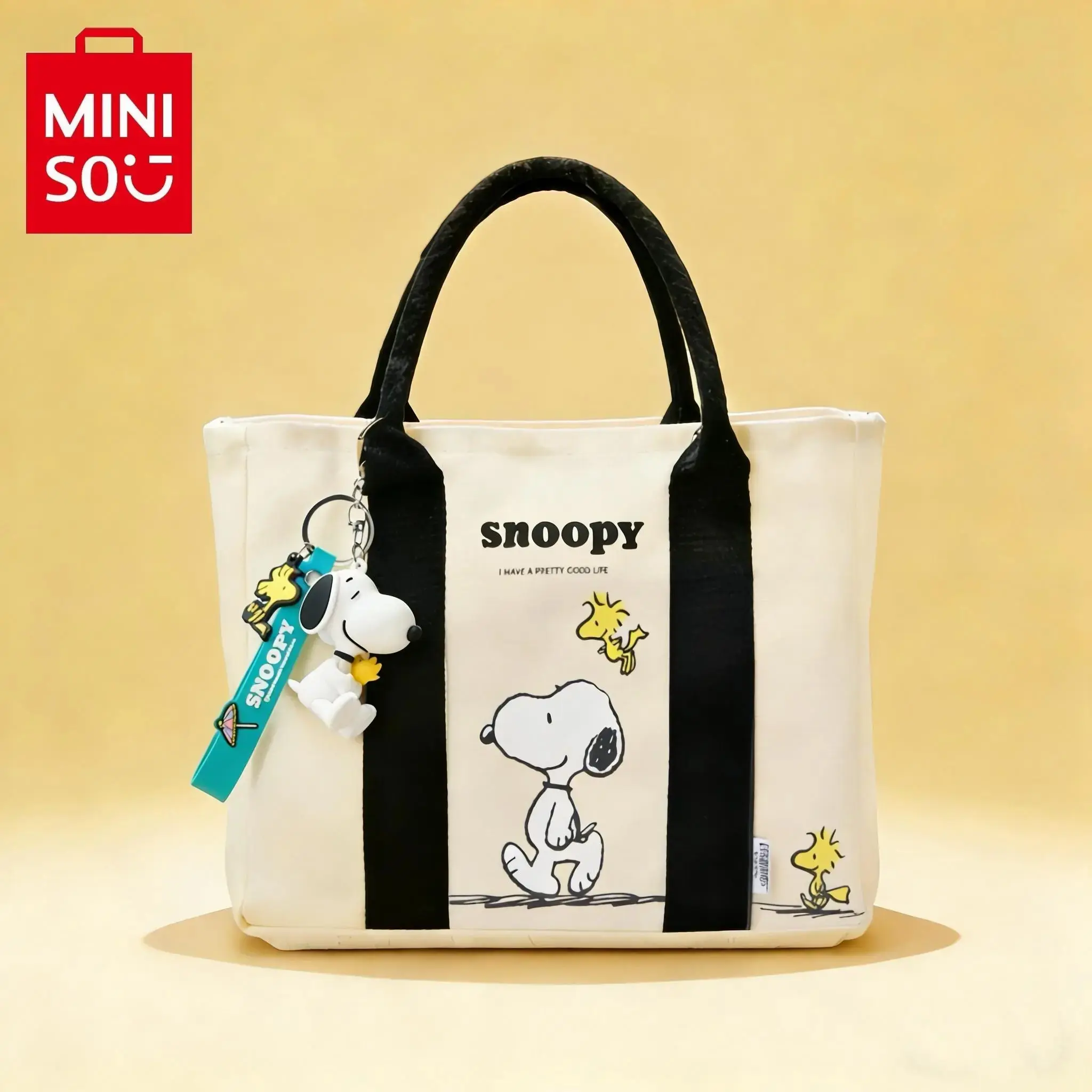 MINISO Peanuts Snoopy Summer Travel Canvas Tote Bag | Cream Cottagecore Handbag | Multi-use Bag for Travel, School & Daily Outdoor Use, Perfect Gift #SnoopyTote #CottagecoreStyle #SummerBag Aesthetic Tote Bag Fashion Tote Bag
