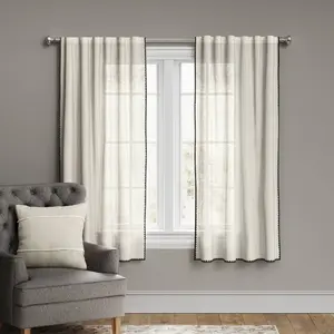1pc Light Filtering Stitched Edge Window Curtain Panel - Threshold 1pc Light Filtering Stitched Edge Window Curtain Panel - Threshold