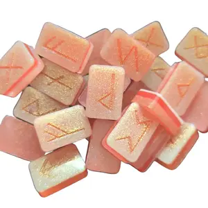 Runes Stones Orange/White - Nordic Divination Rune Stones with made with Sparkle Acrylic for Spiritual Practices