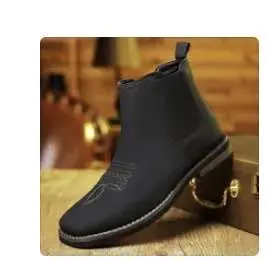 Men’s Western Cowboy Boots, Square Toe Chelsea Ankle Boots, Casual, Retro, Stylish, Classic, Comfortable, and Versatile.Available in Khaki & BlackFootwear for Outdoor and Casual Wear, Closed-Toe Style