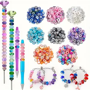 40/80/120pcs Acrylic Multi-color Series Large Hole Spacer Beads, For DIY Production, Bracelet, Necklace, Key Ring, Pen Large Hole Spacer Beads Accessories