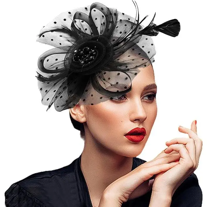 Women's Pillbox Fascinator Hat - Costume Headpiece for Party Events (Ages 20-50, Black, Size Options)