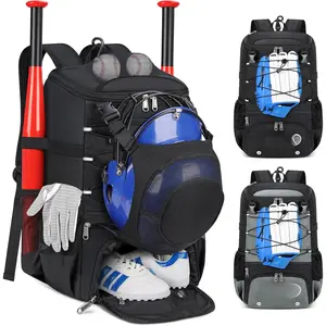 Baseball Bag for Youth & Adult Lightweight Softball Bat Bag with Shoe Compartment, External Helmet Holder and Fence Hook Waterproof Baseball Backpack Hold T-, Bat and Softball Equipment