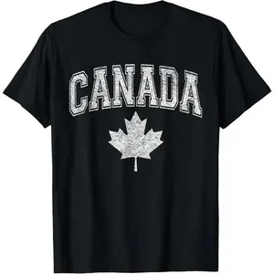 100%cotton CANADA ATHLETIC TEAM SPORTS FLAG VARSITY STYLE MAPLE LEAF T-ShirtShirt Top plain tops Distressed