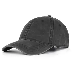 XXL Oversize Washed Denim Baseball Cap,Low Profile Jean Sports Cap for Big Heads 23.5"-25.5",Large Pigment Dyed Dad Hat