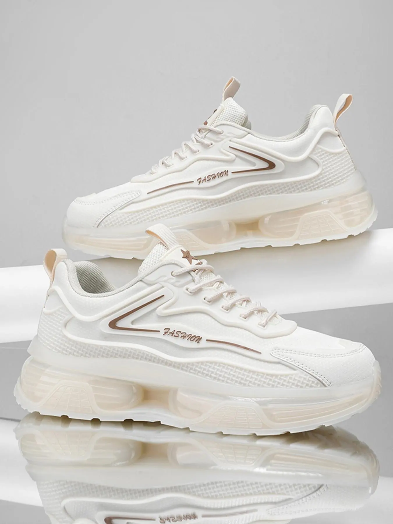 Men's Fashionable Patchwork Lace Up Sneakers, Casual Breathable Comfortable Sports Running Shoes, Sporty Running Shoes, Running Athletic Shoes, Male All-match Round Toe Chunky Sneakers for Daily Life, Closed