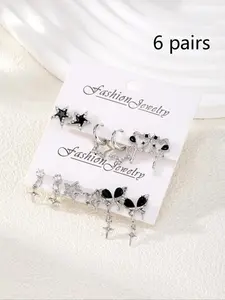 Star & Heart Design Earrings Set, Fashion Butterfly Design Jewelry for Party, Daily Clothing Decor, Trendy All-match & Exquisite Jewelry for Birthday Gift, Ear Studs