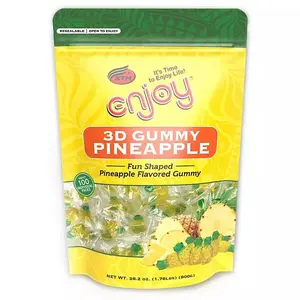 Enjoy 3D Gummy Pineapple 28.2 oz., 100 ct. Sweet Soft Snack Candy Chewy Flavor Bonbon