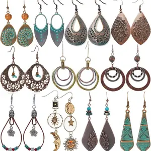 11 Pairs Vintage Drop Dangle Earrings for Women | Boho Flower, Teardrop, Sun And Moon Earring Set | Mother'S Day, Christmas, Valentine'S & Women'S Birthday Gift Set L for Daily, Banguet & Party Occasions