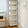 5-Layer Plastic Multifunctional Utility Cart with Transport Wheels, Adjustable Dividers, 5-Layer Shelf, Storage Organization for Home Goods, Kitchen & Bathroom Home Organizer (Beige, House Decor)